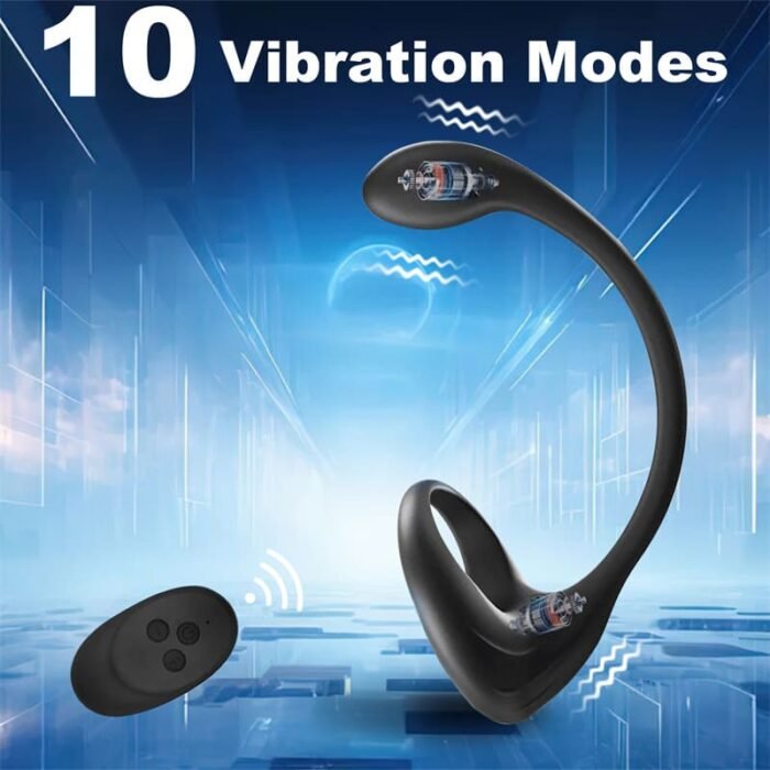 3 In 1 Penisring Vibrator mit Doppelmotor und 10 Modi und Analplug Sex Spielzeug für die Männer Penishülle