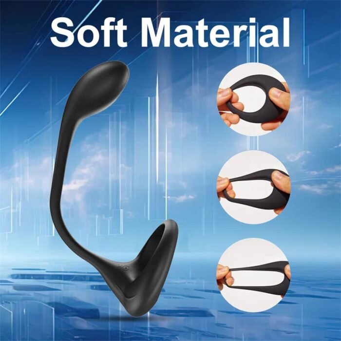 3 In 1 Penisring Vibrator mit Doppelmotor und 10 Modi und Analplug Sex Spielzeug für die Männer Penishülle