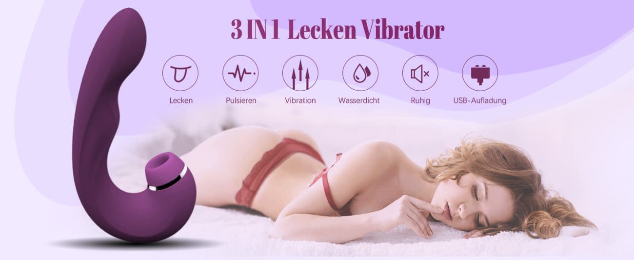 3 in 1 G-Punkt Vibratoren Sex Spielzeug für die Frau mit 10 Vibrations 5 Zungenlecken 5 Pulsierendemodi Klitoris Sauger
