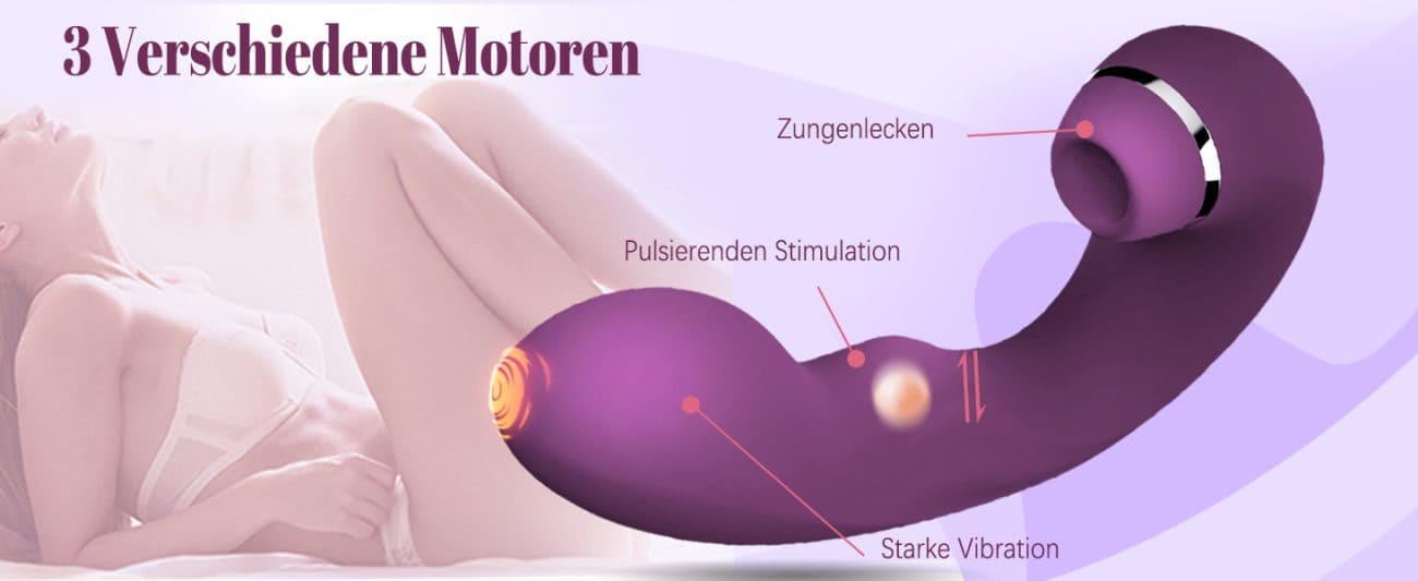 3 in 1 G-Punkt Vibratoren Sex Spielzeug für die Frau mit 10 Vibrations 5 Zungenlecken 5 Pulsierendemodi Klitoris Sauger