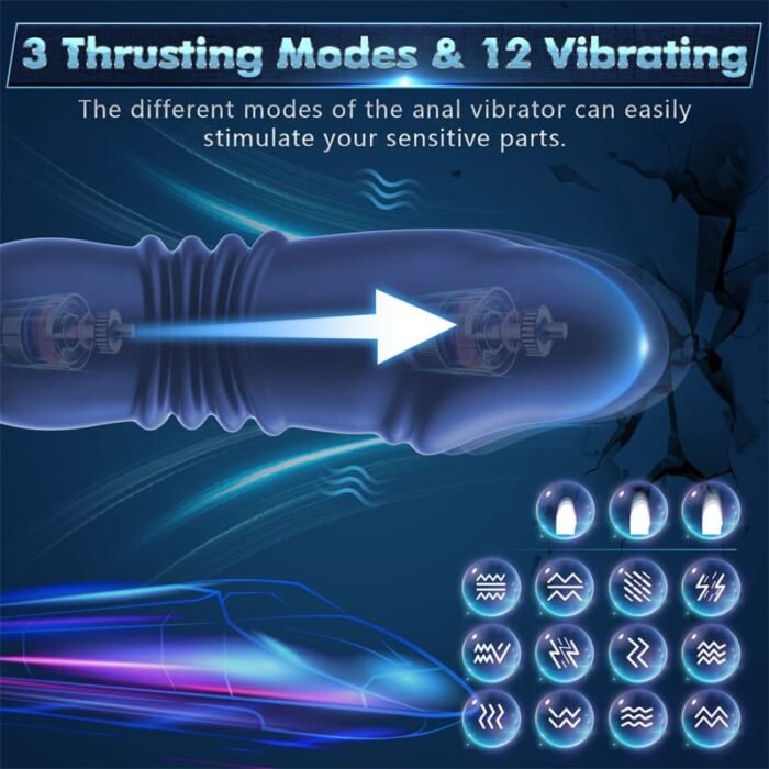 Analvibratoren für Mann mit Dual Penisringe, 12 Vibration 3 Stoßmodi Prostata Stimulation Männer Mit Fernbedienung