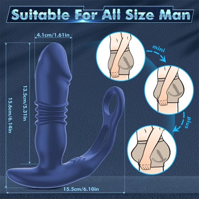 Analvibratoren für Mann mit Dual Penisringe, 12 Vibration 3 Stoßmodi Prostata Stimulation Männer Mit Fernbedienung