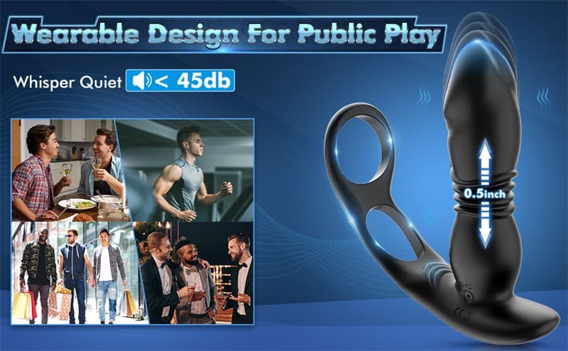 Analvibratoren für Mann mit Dual Penisringe, 12 Vibration 3 Stoßmodi Prostata Stimulation Männer Mit Fernbedienung