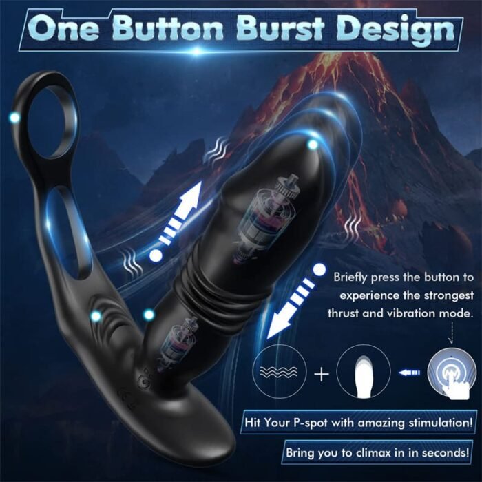 Analvibratoren für Mann mit Dual Penisringe, 12 Vibration 3 Stoßmodi Prostata Stimulation Männer Mit Fernbedienung