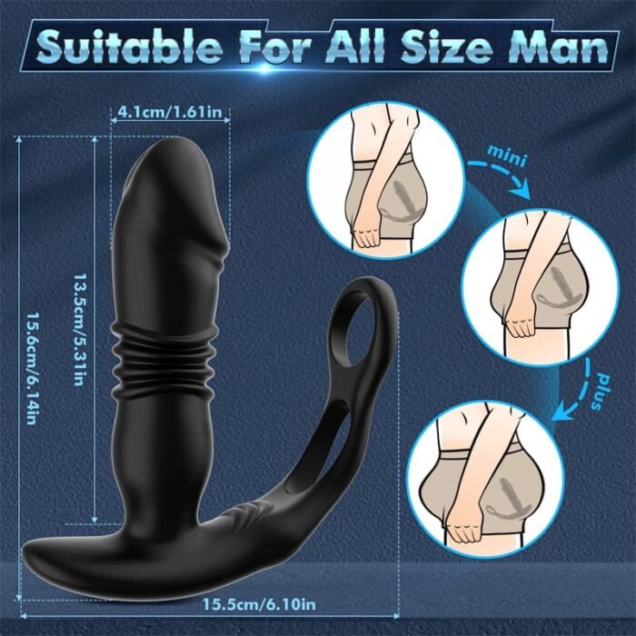 Analvibratoren für Mann mit Dual Penisringe, 12 Vibration 3 Stoßmodi Prostata Stimulation Männer Mit Fernbedienung