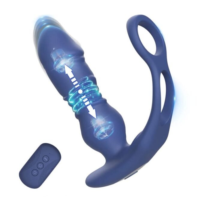 Analvibratoren für Mann mit Dual Penisringe, 12 Vibration 3 Stoßmodi Prostata Stimulation Männer Mit Fernbedienung