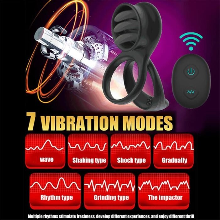 Dual Penisring Vibrator mit Klitoris Stimulator mit 7 Vibrationsmodi Silikon Penis Ring Vibrator Sex Toys