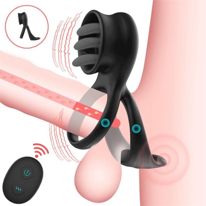 Dual Penisring Vibrator mit Klitoris Stimulator mit 7 Vibrationsmodi Silikon Penis Ring Vibrator Sex Toys