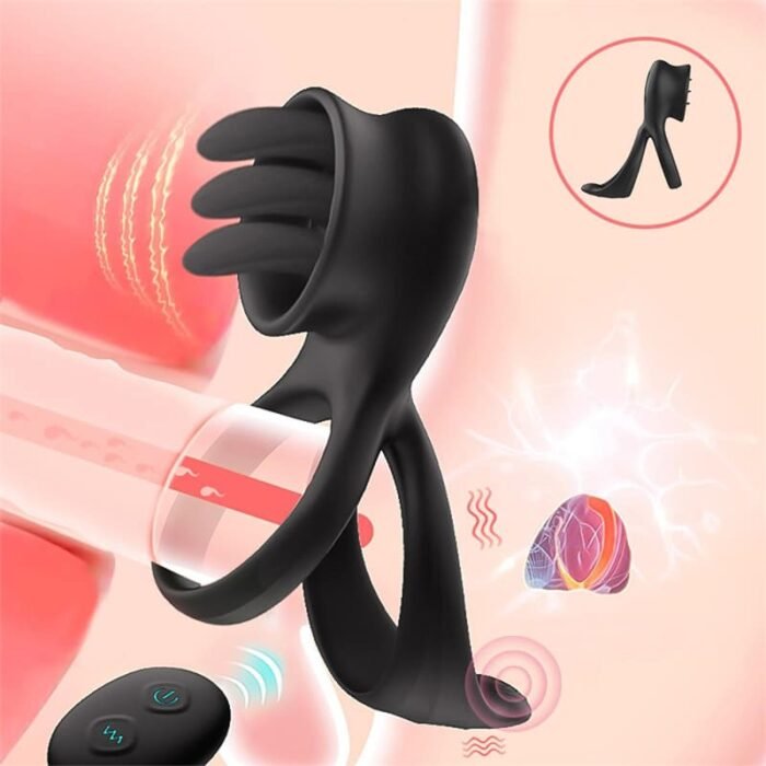 Dual Penisring Vibrator mit Klitoris Stimulator mit 7 Vibrationsmodi Silikon Penis Ring Vibrator Sex Toys