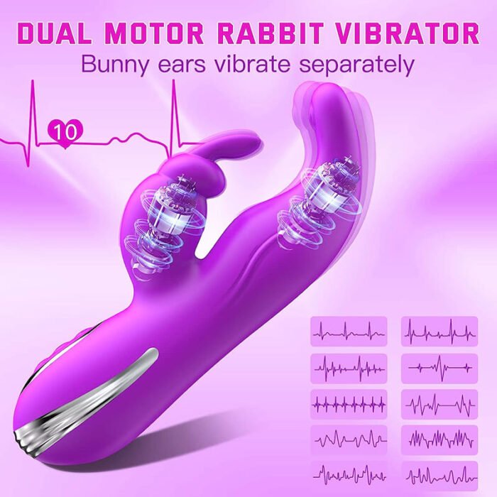 Lovesvibe 10 Vibrationsmodi Rabbit G-Punkt Vibrator mit Brustwarzen- und Vagina-Massage