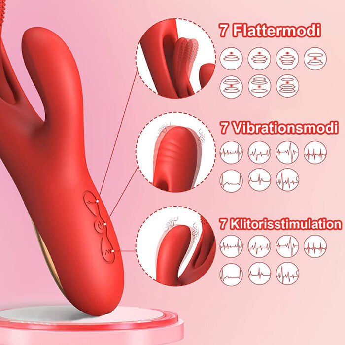 Lovesvibe Rabbit G-Punkt Vibrator mit 7 Vibrations & 7 Flattermodi Sex Spielzeug für die Frau Klitoris Stimulator