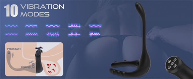 Penisring Vibrator mit Prostata Stimulator mit 10 Vibrationsmodi Cockring Bondage Verbesserung Erektion & Verlängerung