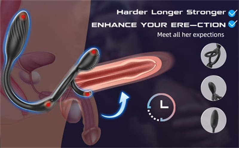 Penisring Vibrator mit Prostata Vibratoren, 10 Vibrationsmodi Dual Penisringe Sex Spielzeug für die Männer