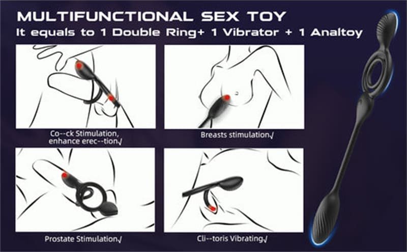 Penisring Vibrator mit Prostata Vibratoren, 10 Vibrationsmodi Dual Penisringe Sex Spielzeug für die Männer