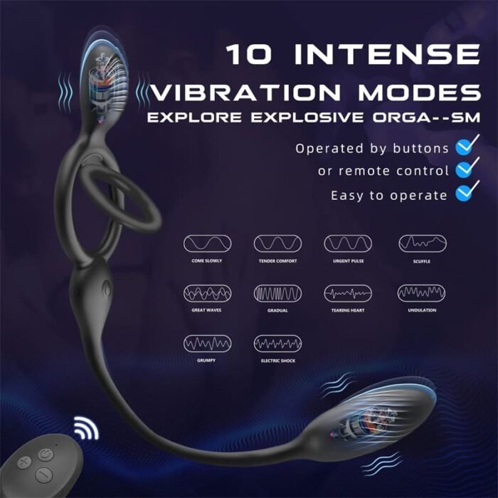 Penisring Vibrator mit Prostata Vibratoren, 10 Vibrationsmodi Dual Penisringe Sex Spielzeug für die Männer