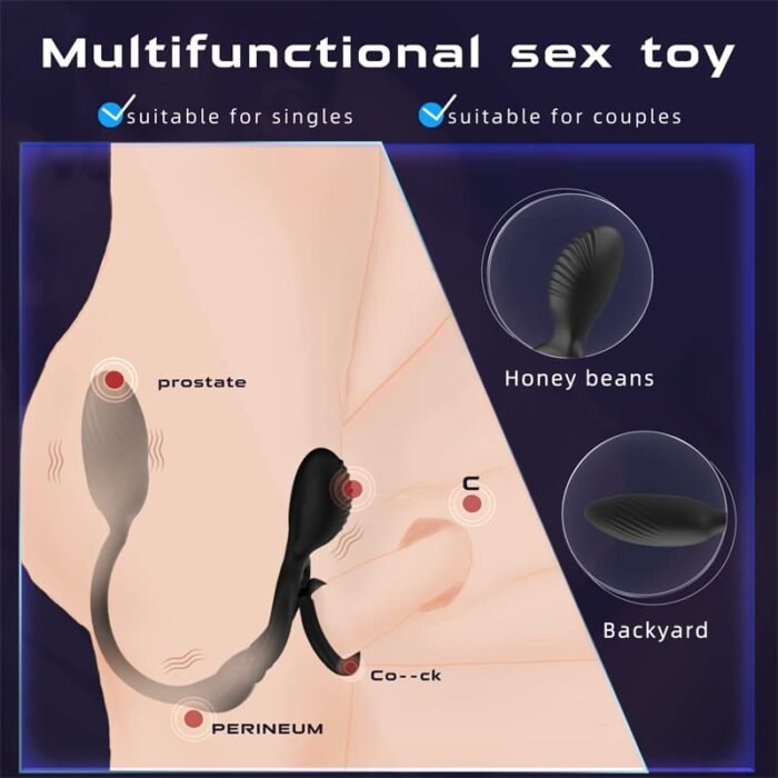 Penisring Vibrator mit Prostata Vibratoren, 10 Vibrationsmodi Dual Penisringe Sex Spielzeug für die Männer