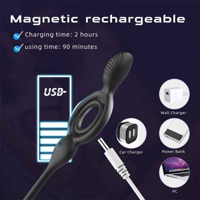Penisring Vibrator mit Prostata Vibratoren, 10 Vibrationsmodi Dual Penisringe Sex Spielzeug für die Männer