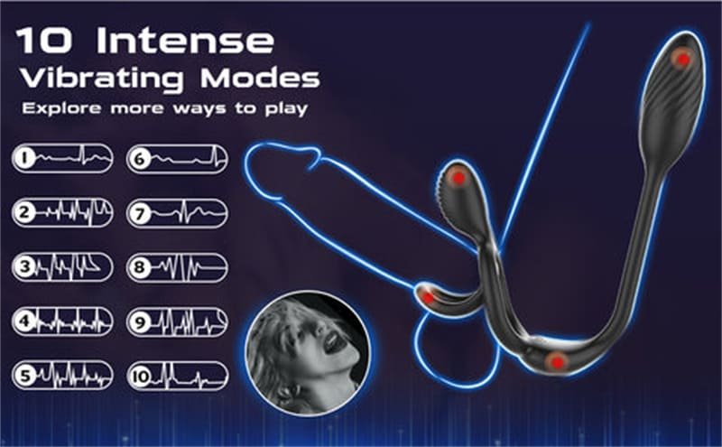Penisring Vibrator mit Prostata Vibratoren, 10 Vibrationsmodi Dual Penisringe Sex Spielzeug für die Männer