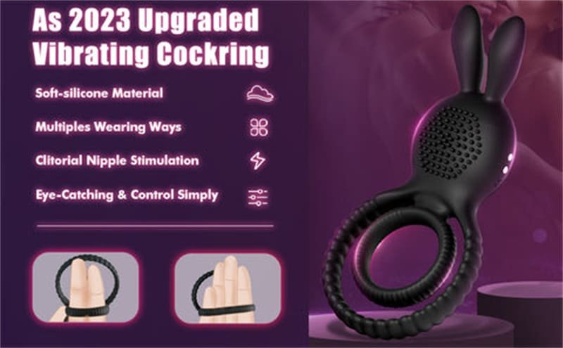 Rabbit 4 in1 Penisring Vibrator mit 10 Vibrationsmodi Penisringe Sex Spielzeug für die Männer