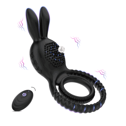 Rabbit 4 in1 Penisring Vibrator mit 10 Vibrationsmodi Penisringe Sex Spielzeug für die Männer