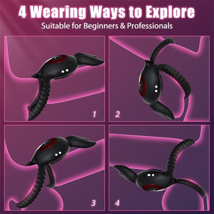 Rabbit 4 in1 Penisring Vibrator mit 10 Vibrationsmodi Penisringe Sex Spielzeug für die Männer