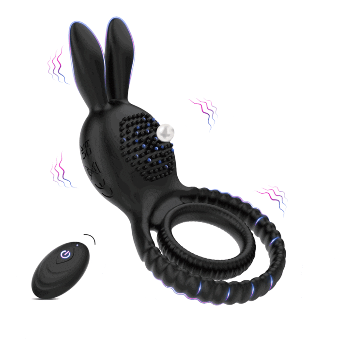 Rabbit 4 in1 Penisring Vibrator mit 10 Vibrationsmodi Penisringe Sex Spielzeug für die Männer