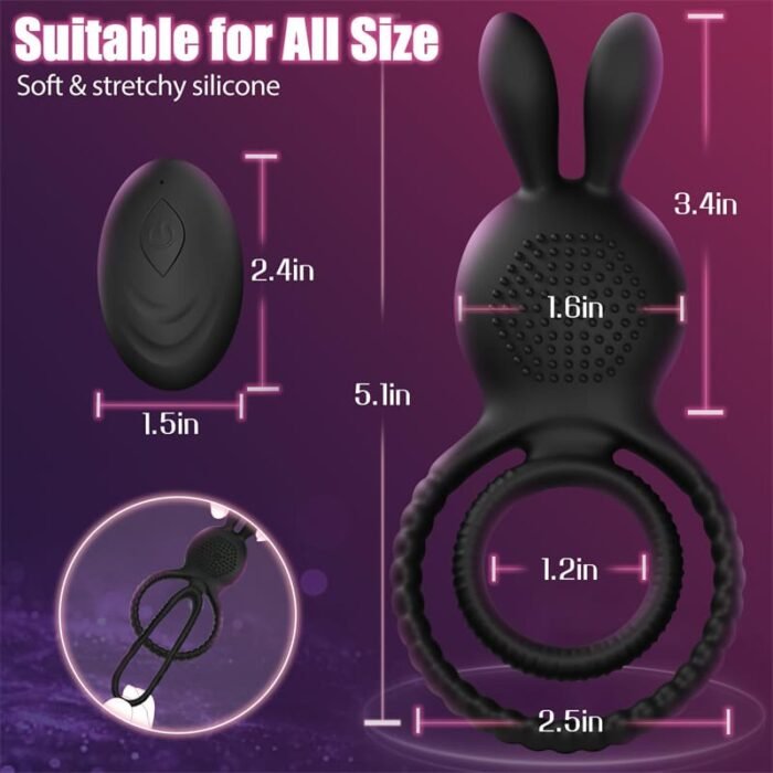 Rabbit 4 in1 Penisring Vibrator mit 10 Vibrationsmodi Penisringe Sex Spielzeug für die Männer
