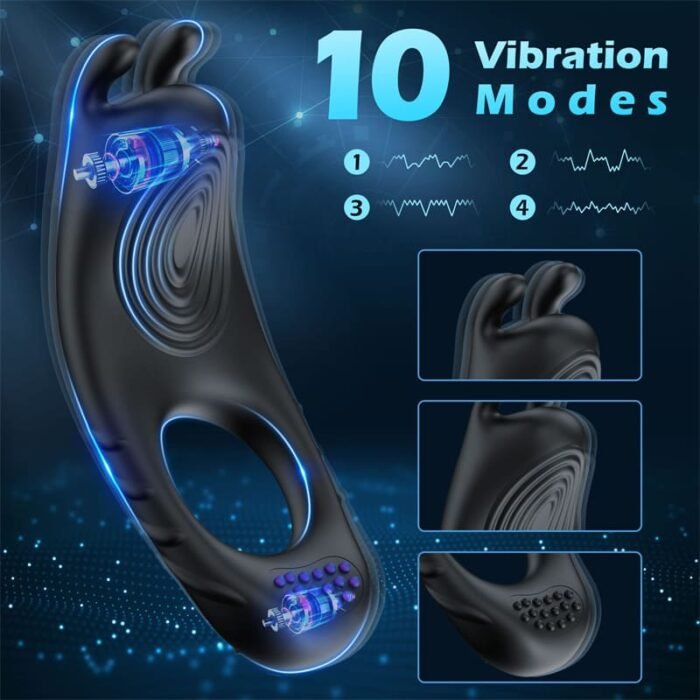 Rabbit Penisring Vibrator Penishülle für Penis G-Punkt mit 10 Vibrations Cockring Hodenring Sextoy mit Fernbedienung