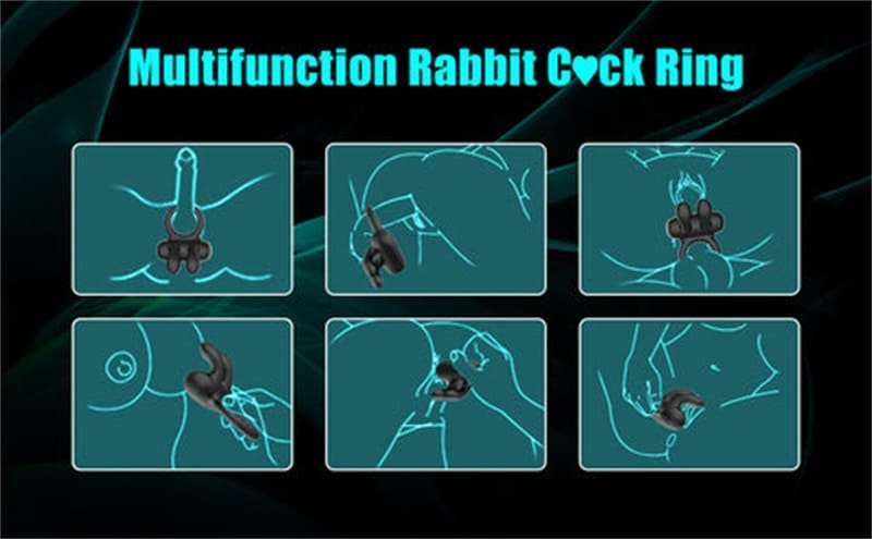 Rabbit Penisring Vibrator mit 10 Vibrationsmodi Sex Spielzeug für Paare Männer Silikon Cockring