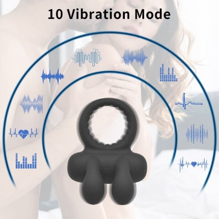 Rabbit Penisring Vibrator mit 10 Vibrationsmodi Sex Spielzeug für Paare Männer Silikon Cockring