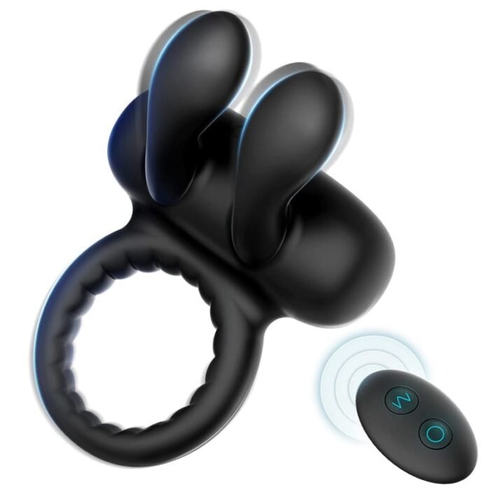 Rabbit Penisring Vibrator mit 10 Vibrationsmodi Sex Spielzeug für Paare Männer Silikon Cockring