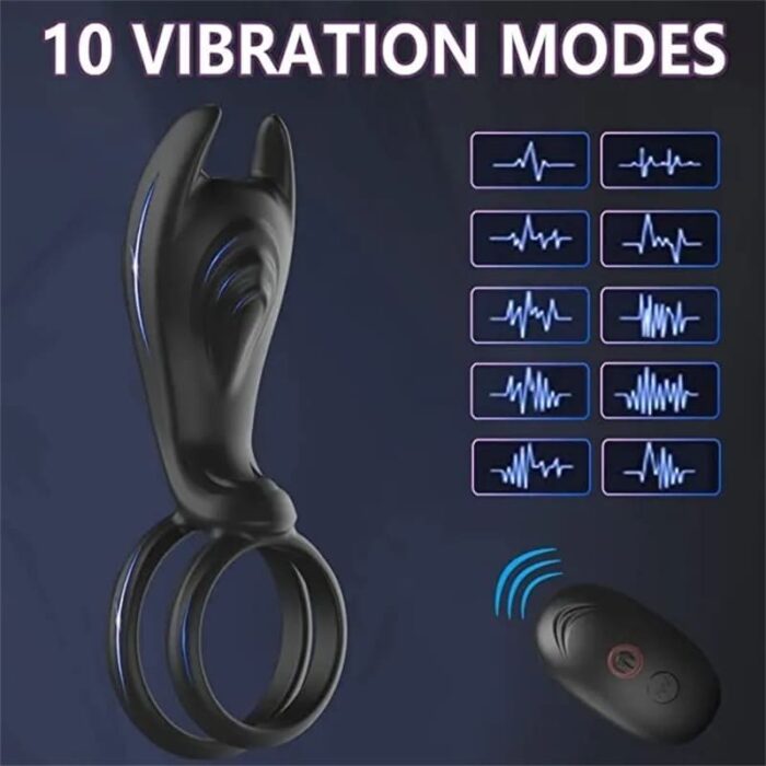 Rabbit Penisring Vibrator mit 9 Vibrations Hodenring Sexspielzeug Silikon Penis Ring mit Fernbedienung