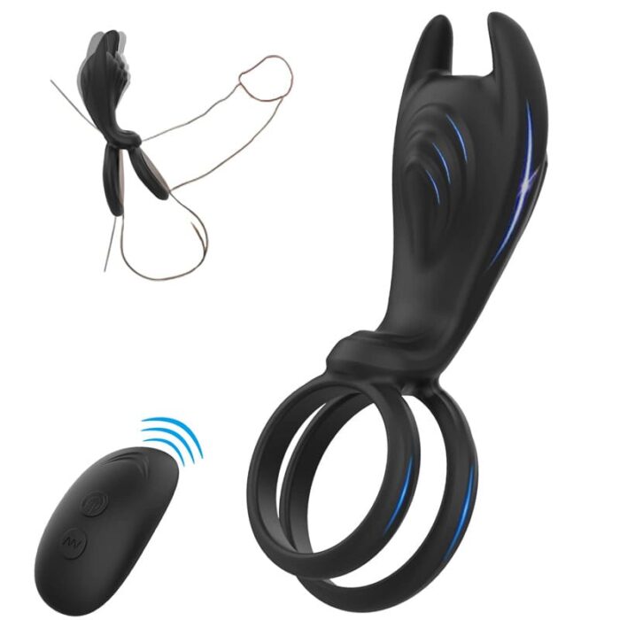 Rabbit Penisring Vibrator mit 9 Vibrations Hodenring Sexspielzeug Silikon Penis Ring mit Fernbedienung
