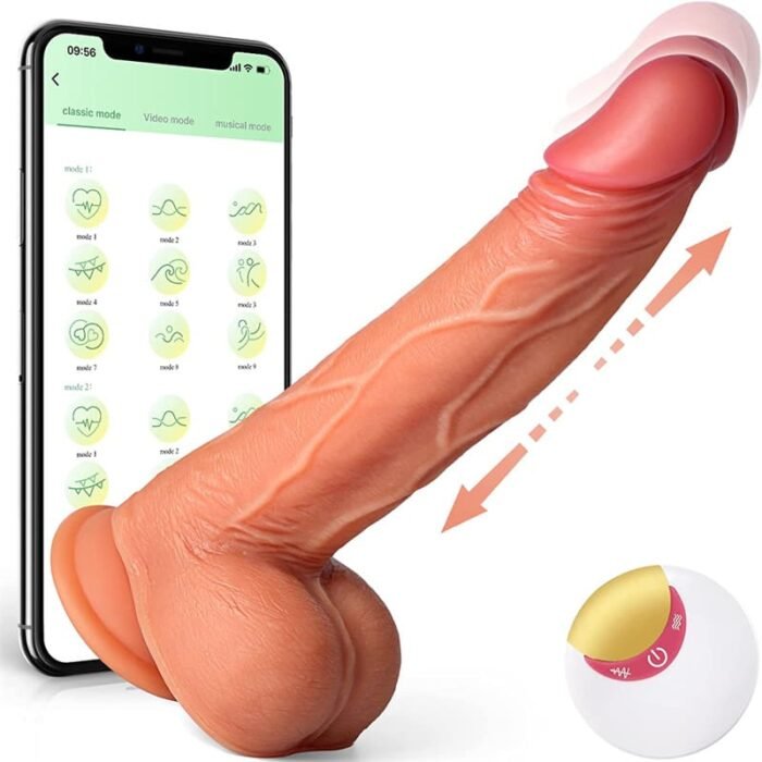 Realistischer Dildo mit Heizung, 8 Stoß & Vibrationsmodi Dildo Vibrator Sexspielzeug für Paare mit App & Fernbedienung