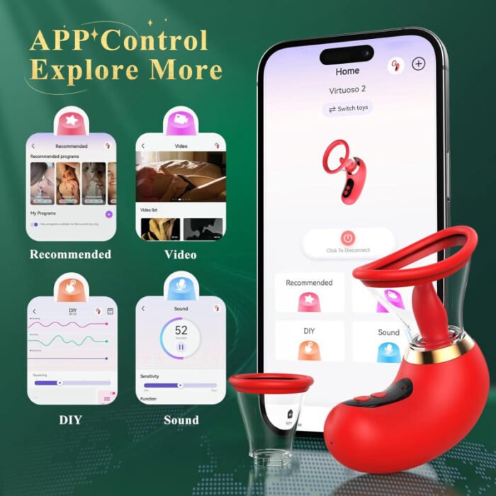 Rose 5 in 1 Klitoris Sauger & Zungenvibrator mit 9 Zungenlecken 3 Saugbewegungen Sex Toys für Damen Paare mit APP