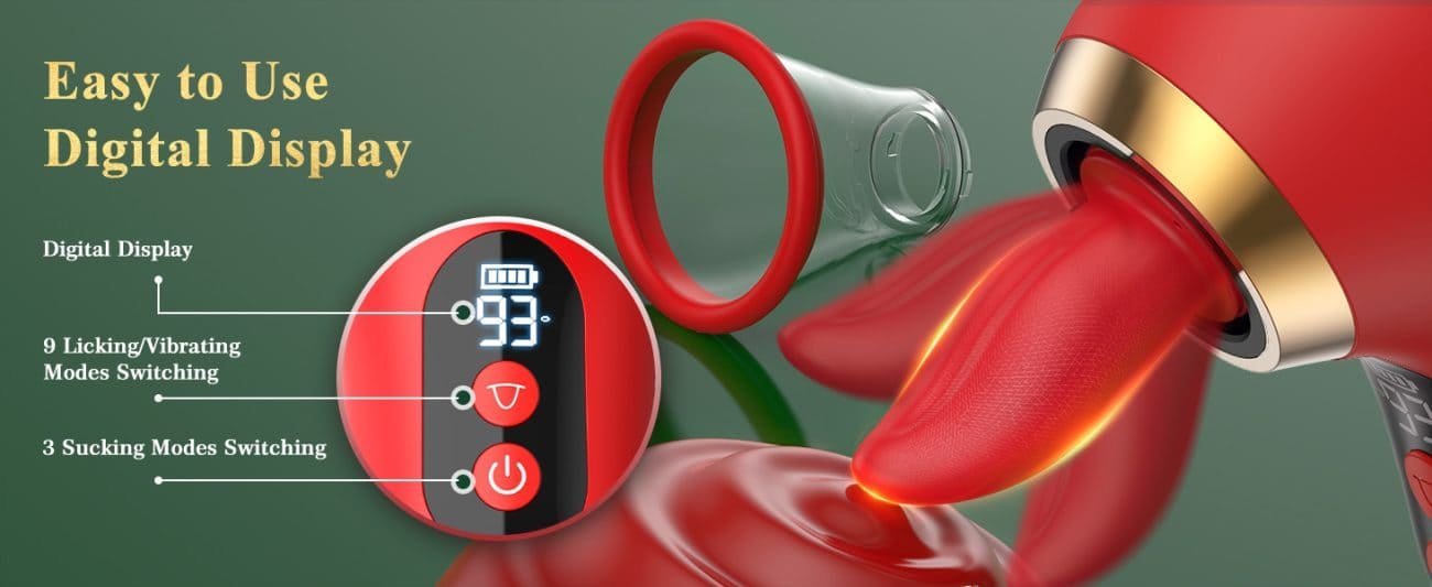 Rose 5 in 1 Klitoris Sauger & Zungenvibrator mit 9 Zungenlecken 3 Saugbewegungen Sex Toys für Damen Paare mit APP