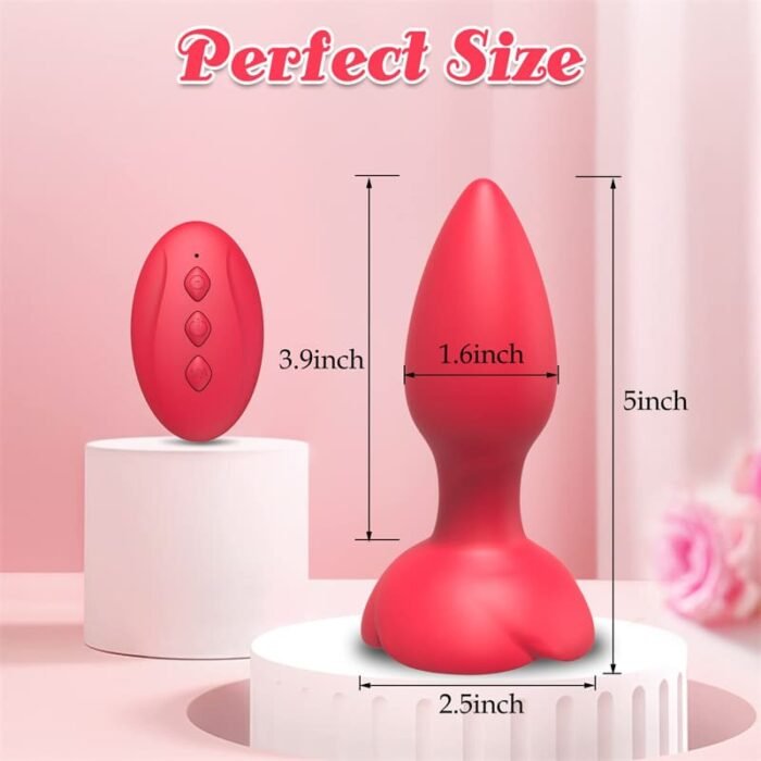 Rose Anal Plug mit 10 Vibrationsmodi Silikon Buttplug Sex Spielzeug für die Männer Frau Paare mit Fernbedienung