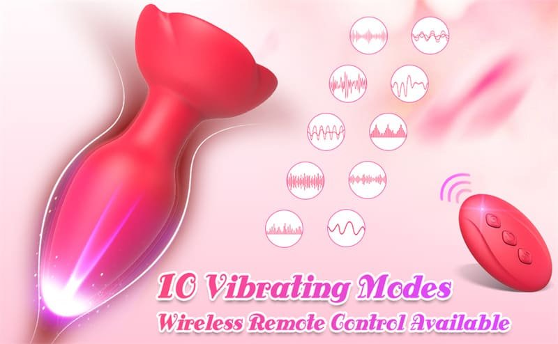 Rose Anal Plug mit 10 Vibrationsmodi Silikon Buttplug Sex Spielzeug für die Männer Frau Paare mit Fernbedienung
