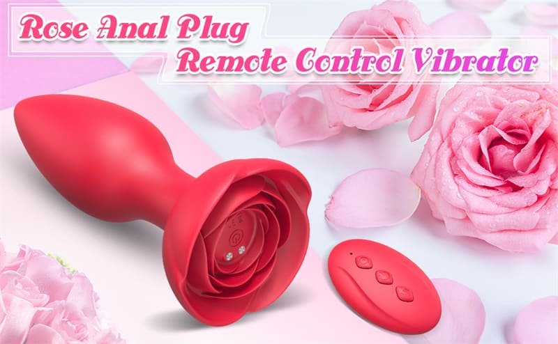 Rose Anal Plug mit 10 Vibrationsmodi Silikon Buttplug Sex Spielzeug für die Männer Frau Paare mit Fernbedienung