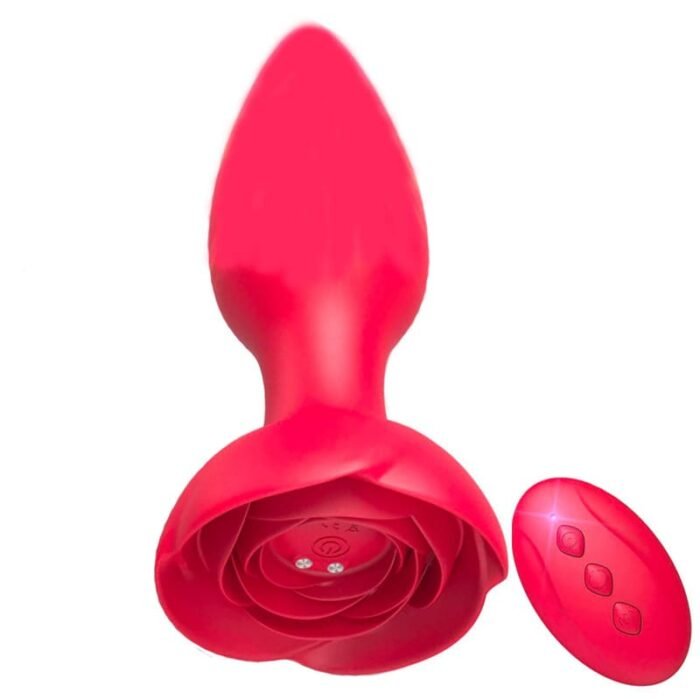Rose Anal Plug mit 10 Vibrationsmodi Silikon Buttplug Sex Spielzeug für die Männer Frau Paare mit Fernbedienung