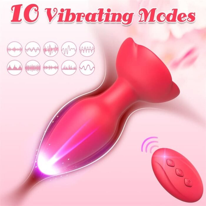 Rose Anal Plug mit 10 Vibrationsmodi Silikon Buttplug Sex Spielzeug für die Männer Frau Paare mit Fernbedienung