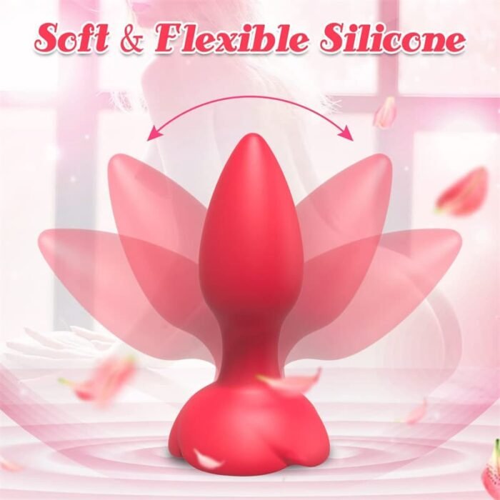 Rose Anal Plug mit 10 Vibrationsmodi Silikon Buttplug Sex Spielzeug für die Männer Frau Paare mit Fernbedienung