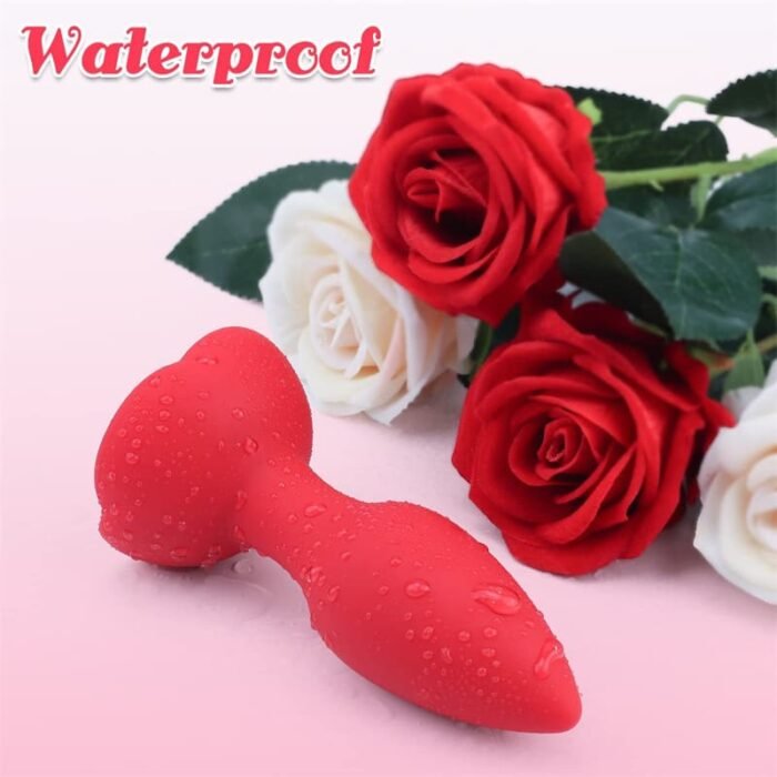 Rose Anal Plug mit 10 Vibrationsmodi Silikon Buttplug Sex Spielzeug für die Männer Frau Paare mit Fernbedienung