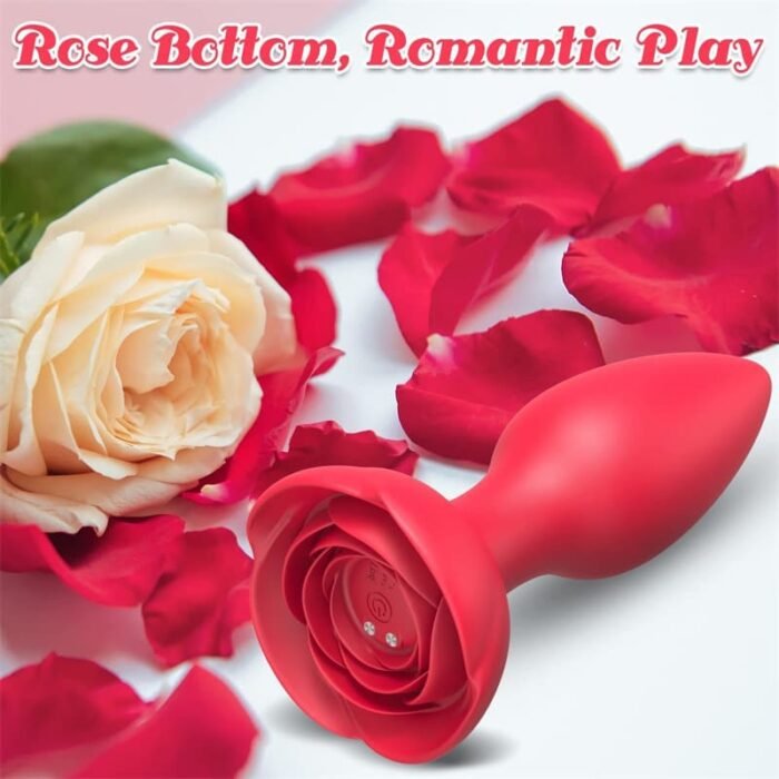 Rose Anal Plug mit 10 Vibrationsmodi Silikon Buttplug Sex Spielzeug für die Männer Frau Paare mit Fernbedienung