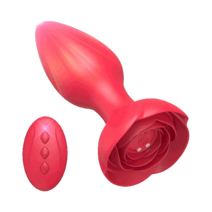 Rose Anal Plug mit 10 Vibrationsmodi Silikon Buttplug Sex Spielzeug für die Männer Frau Paare mit Fernbedienung