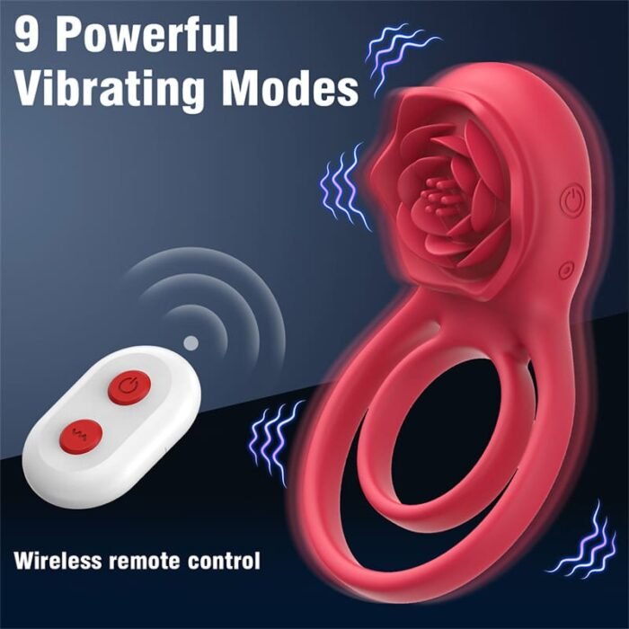 Rose Penisring Vibrator mit Klitoris Stimulator, 9 Vibrations Cockring Erotisches Sexspielzeug Mann Paar Frau Extrem