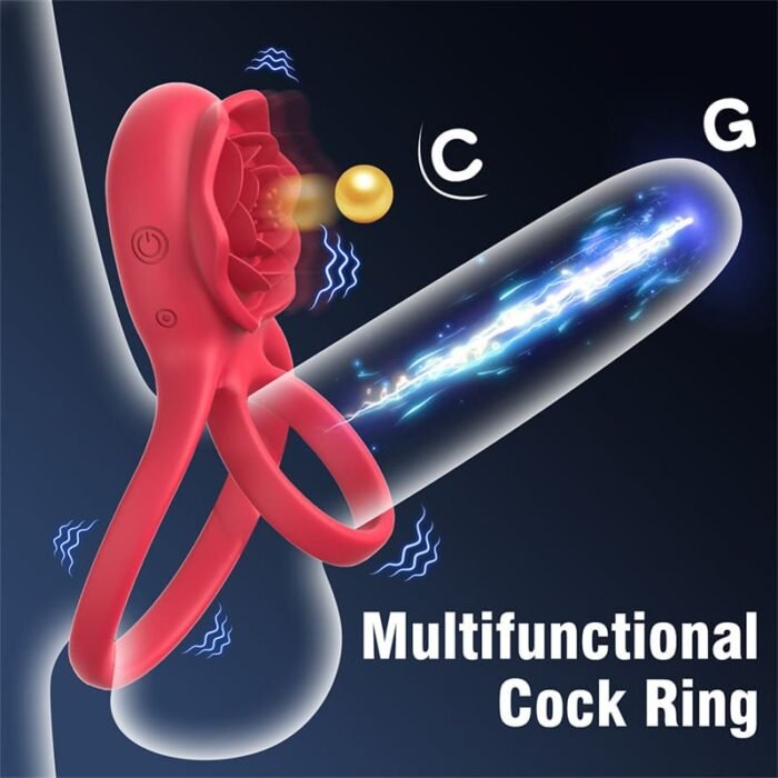 Rose Penisring Vibrator mit Klitoris Stimulator, 9 Vibrations Cockring Erotisches Sexspielzeug Mann Paar Frau Extrem