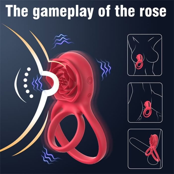Rose Penisring Vibrator mit Klitoris Stimulator, 9 Vibrations Cockring Erotisches Sexspielzeug Mann Paar Frau Extrem
