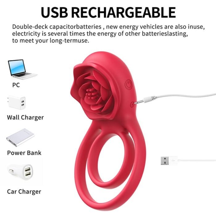 Rose Penisring Vibrator mit Klitoris Stimulator, 9 Vibrations Cockring Erotisches Sexspielzeug Mann Paar Frau Extrem