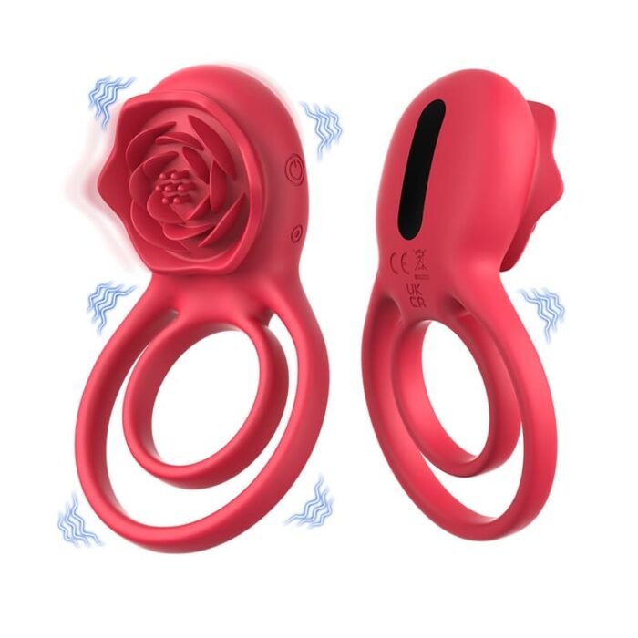 Rose Penisring Vibrator mit Klitoris Stimulator, 9 Vibrations Cockring Erotisches Sexspielzeug Mann Paar Frau Extrem
